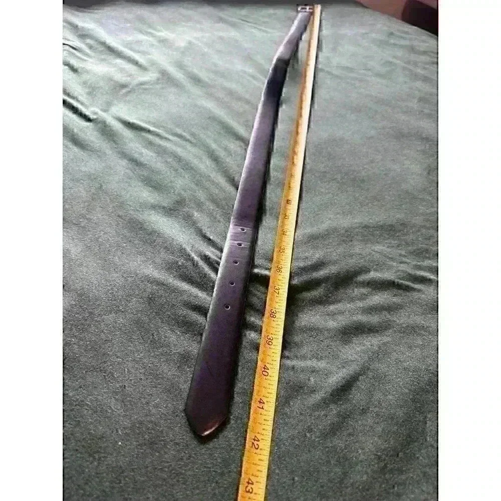 Calvin Klein black leather belt 42” x 1” wide brushed silver tone hardware
